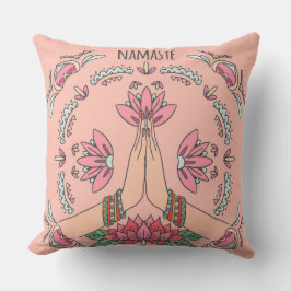 Weißer roter Lachs Namaste Throw Kissen