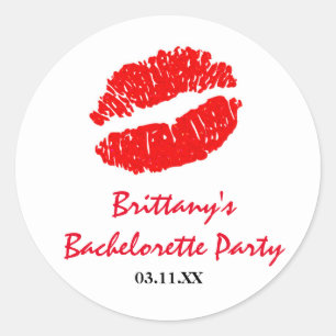 Weißer & roter Lippen Kuss Party Favor Sticker