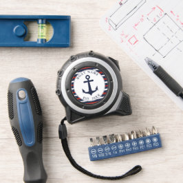 Weißer roter Navy Blue Stripes Boat Anchor Nautic Maßband