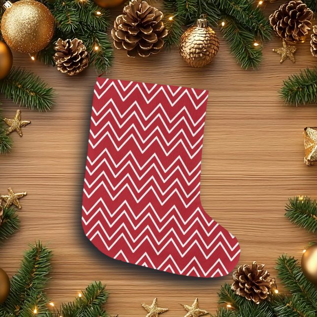 Weißer Roter Winter Großer Weihnachtsstrumpf (Von Creator hochgeladen)