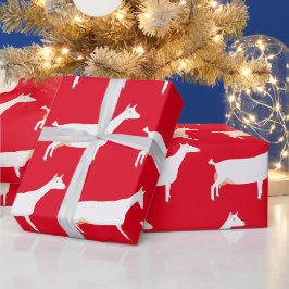 Weißer Saanen Milchziegenfarm auf Rot Geschenkpapier