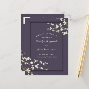 Weißer Sakura Kirschblüten Asiatisch Save the Date Ankündigungspostkarte