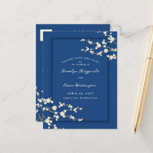 Weißer Sakura Kirschblüten Asiatisch Save the Date Ankündigungspostkarte