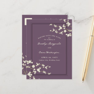 Weißer Sakura Kirschblüten Asiatisch Save the Date Ankündigungspostkarte