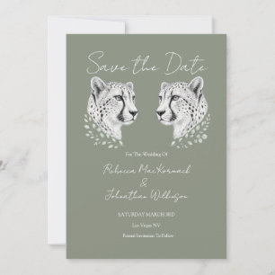 Weißer Salbei Elegantes Modernes Design Cheetah Ho Save The Date