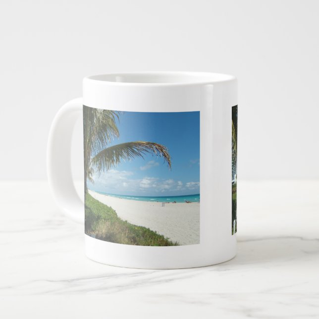 Weißer Sand-Strand w/Palm Jumbo-Tasse (Vorderseite Links)