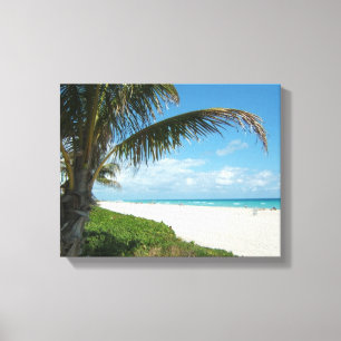 Weißer Sand-Strand w/Palm Leinwanddruck
