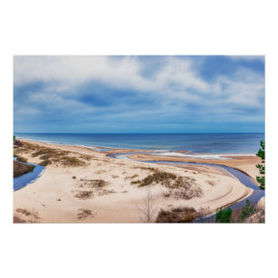 Weißer Sandstrand an der Ostsee in Lettland Poster