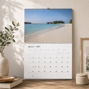 Weißer Sandstrand Fotografie Ozeanblick Tropisch Kalender