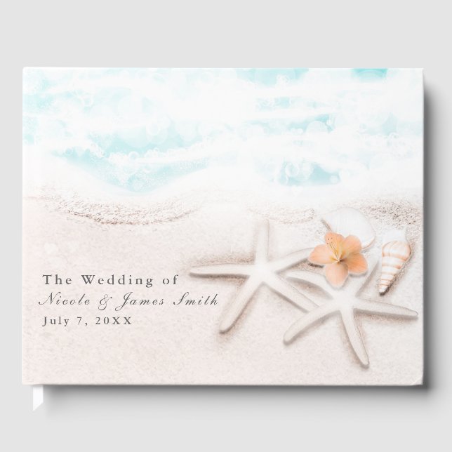Weißer Sandstrand Starfish Tropischer Ozean Gästebuch (Vorderseite)