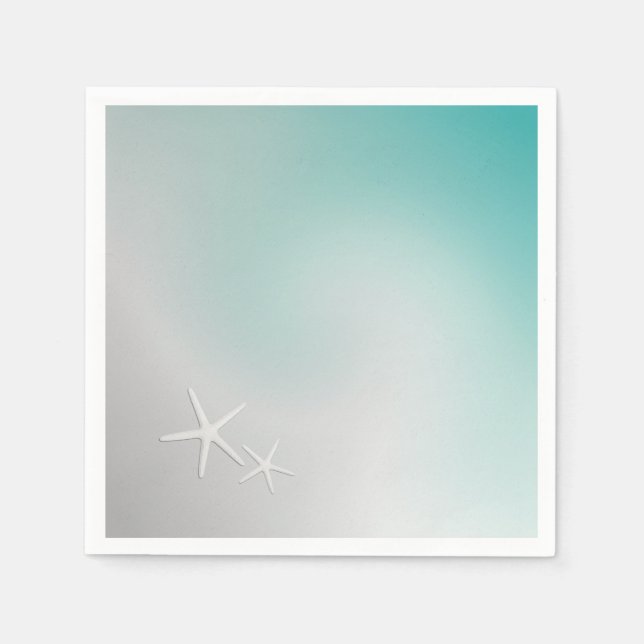 Weißer Sandstrand und Star Fish Serviette (Vorderseite)