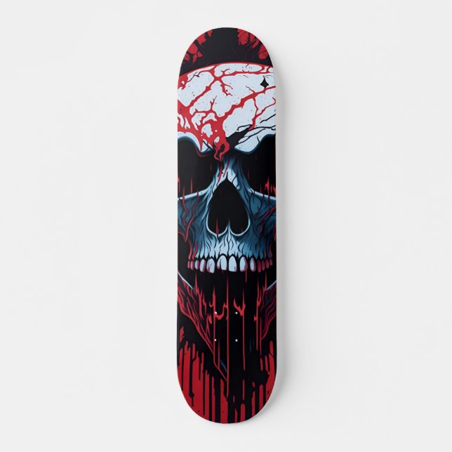 Weißer Schädel, Rot und Schwarz - Nummernskulls-De Skateboard (Vorne)