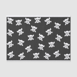 Weißer Schädel und Crossbone auf Schwarzem Seidenpapier