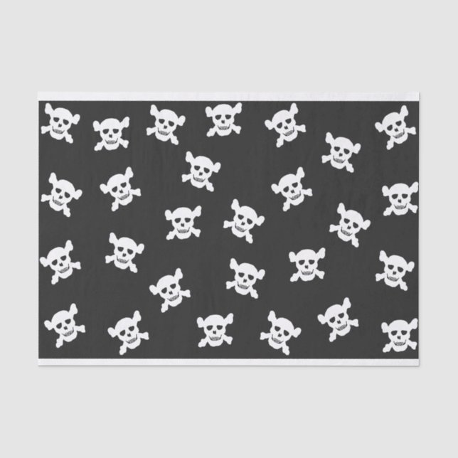 Weißer Schädel und Crossbone auf Schwarzem Seidenpapier (Vorderseite)
