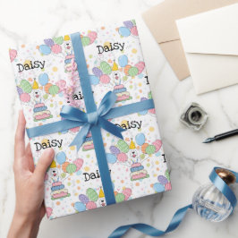 Weißer Schafaddel Hund Geburtstag Geschenkpapier