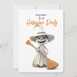 WEISSER SCHALTER MIT BROOM-Halloween-Party Einladung