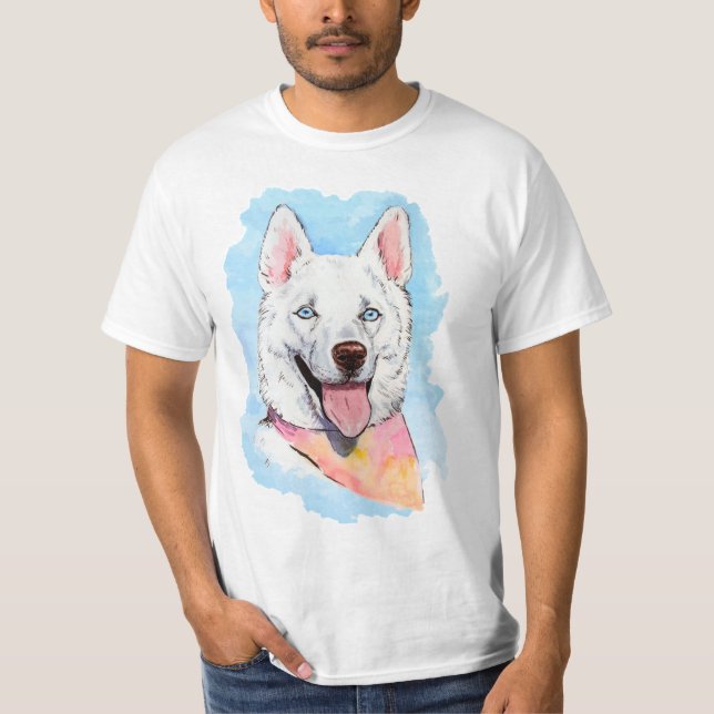 Weißer Schlittenhund T-Shirt (Vorderseite)