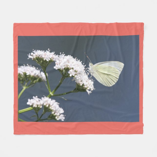 Weißer Schmetterling Fleecedecke (Vorderseite (Horizontal))