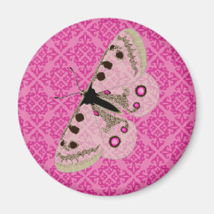 Weißer Schmetterling in Rosa Magnet