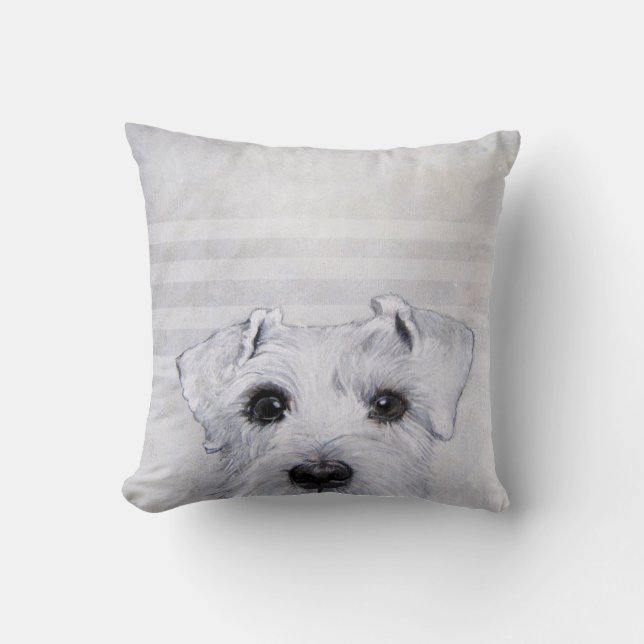 weißer Schnauzer Kissen (Vorderseite)