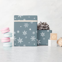 Weißer Schnee auf Dusty Blue Modern Weihnachtsgesc