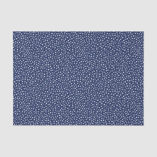 Weißer Schnee auf Navy Blue Weihnachten Seidenpapier (Vorderseite)