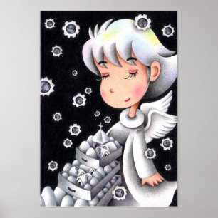 Weißer Schneeenkel. Poster