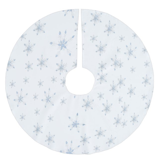 Weißer Schneeflocke-Baum-Rock Polyester Weihnachtsbaumdecke (Vorderseite)