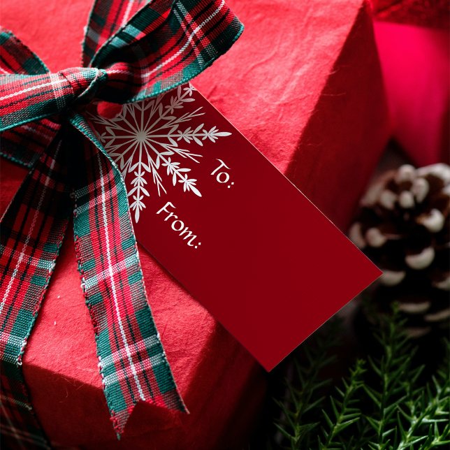 Weißer Schneeflocken am Weihnachtsfeiertag Geschenkanhänger (Von Creator hochgeladen)