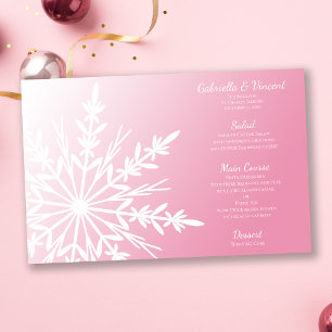 Weißer Schneeflocken auf der rosa Winterhochzeitka