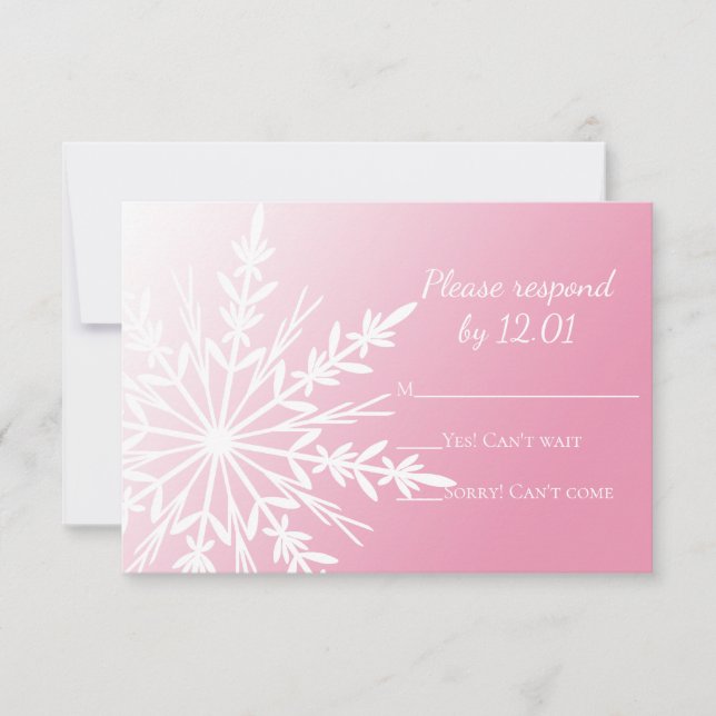 Weißer Schneeflocken auf pink Winter Wedding UAWG RSVP Karte (Vorderseite)