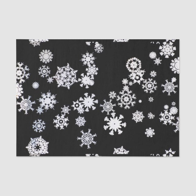 Weißer Schneeflocken aus Schwarzzwirn Seidenpapier (Vorderseite)