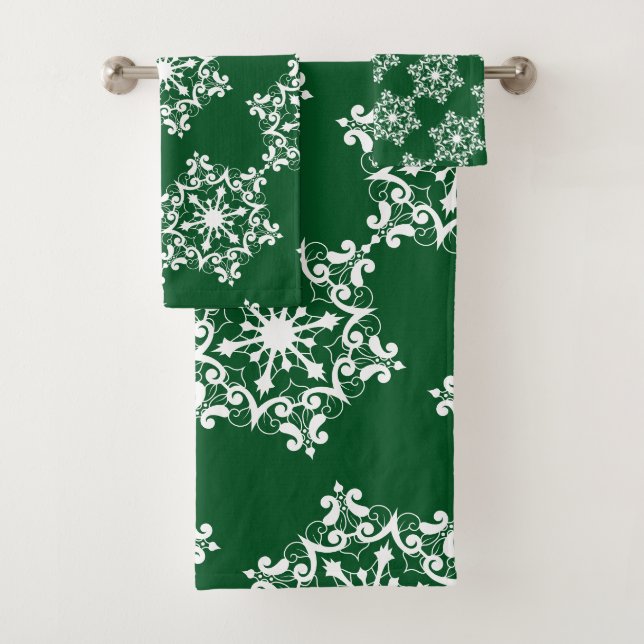 Weißer Schneeflocken Badhandtuch Set (Insitu)