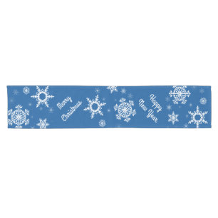 Weißer Schneeflocken Blauer Tischläufer