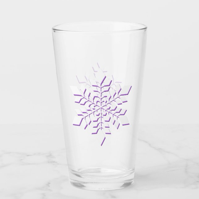 Weißer Schneeflocken in rot-violett Glas (Vorderseite)