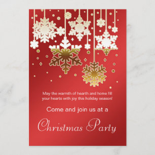 Weißer Schneeflocken Rotes Weihnachtsfest Party Einladung
