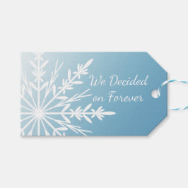 Weißer Schneeflocken Save the Date für Eisblauer W Geschenkanhänger