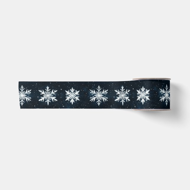 Weißer Schneeflocken Weihnachtsfeiertag Satinband (Vorderseite)
