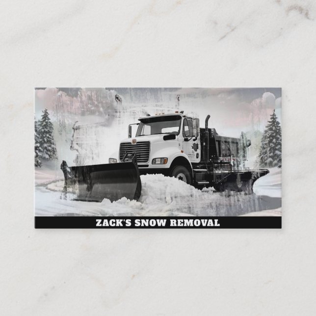 *~* Weißer Schneefräser-Pflug-LKW AP74 Visitenkarte (Vorderseite)