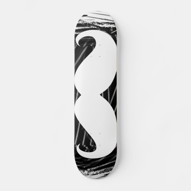 Weißer Schnurrbart Skateboard (Vorderseite)