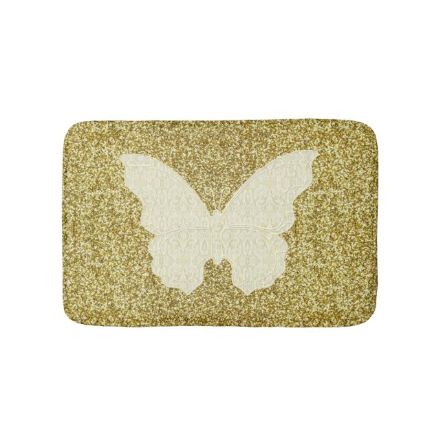 Weißer Schnürsenkel auf Goldmedaille Glitzer Badem Badematte (Vorderseite)