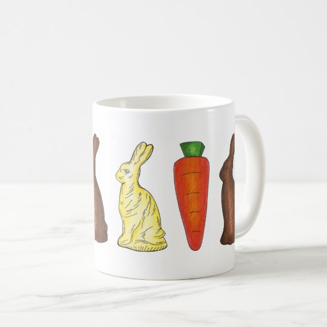 Weißer Schokolade Ostern Bunny Rabbit Karrot Candy Kaffeetasse (VorderseiteRechts)