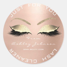 Weißer Schönheitssalon Glitzer Pink Gold Lash Clea Runder Aufkleber