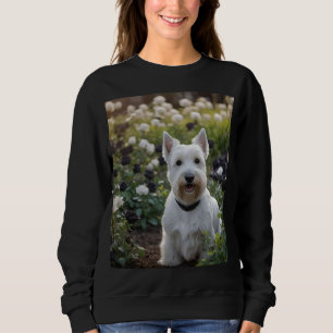 Weißer Schottischer Terrier mit schwarzen weißen R Sweatshirt