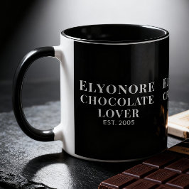 Weißer Schriftzug für Schokoladenliebhaber Persona Tasse