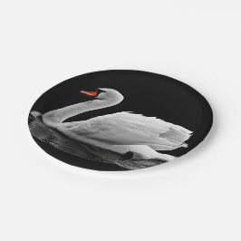 Weißer Schwan auf See Pappteller