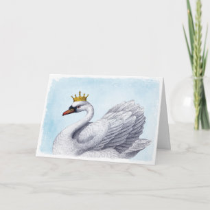 Weißer Schwan mit goldener Krone Karte