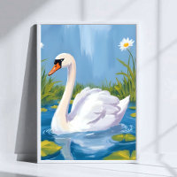Weißer Schwan | Teich Aquarell Vogelmalerei