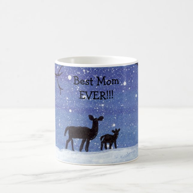 Weißer Schwanz Hirsch Doe und Fawn Kaffeetasse (Mittel)