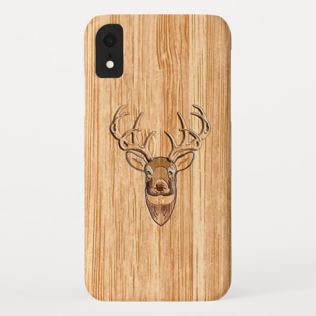 Weißer Schwanz Hirschkopf Buchsbaum Holzkörner Dek Case-Mate iPhone Hülle (Rückseite)